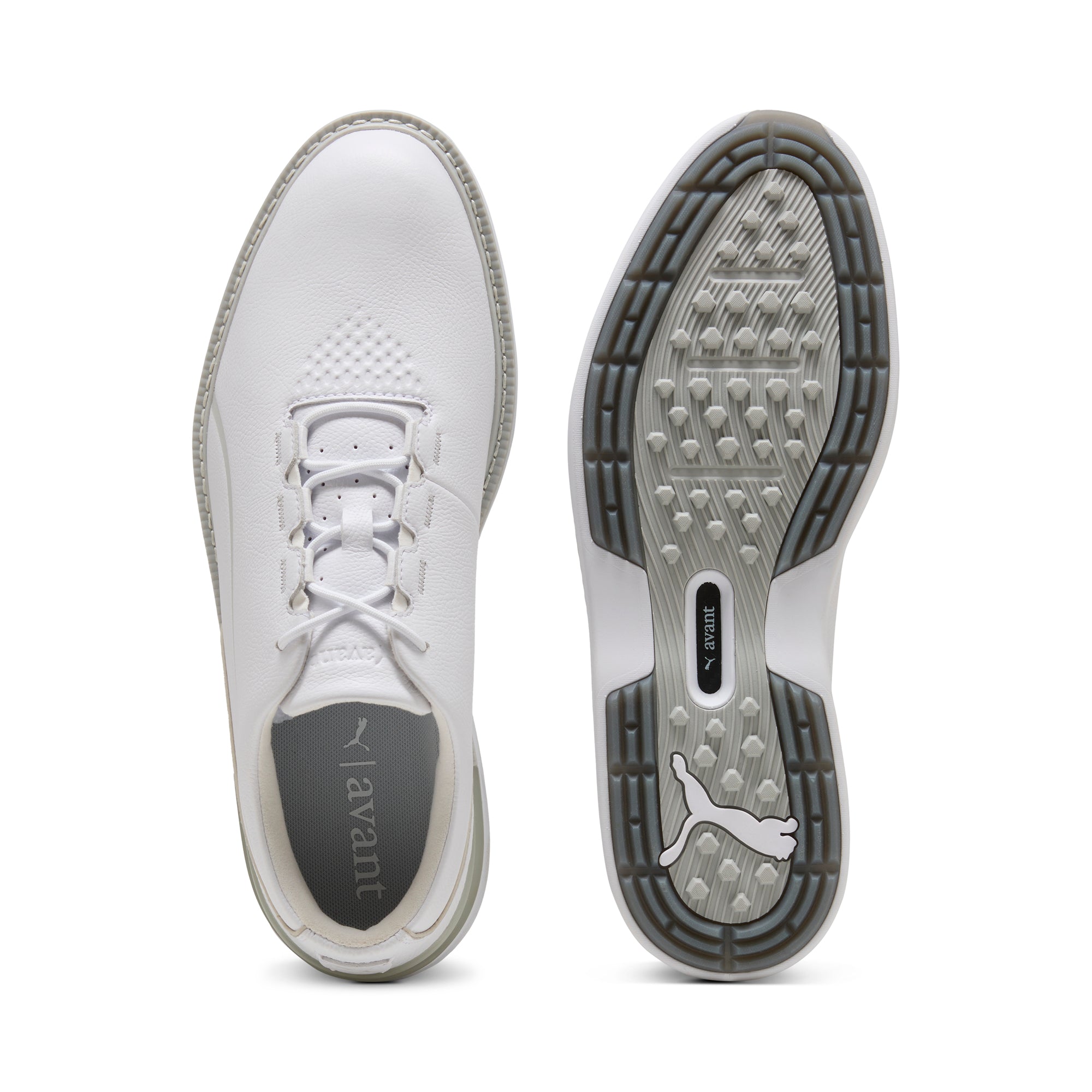Puma Avant 2.0 golfsko herr White/Ash Gray/Slate Sky, vy av ovandel och sula