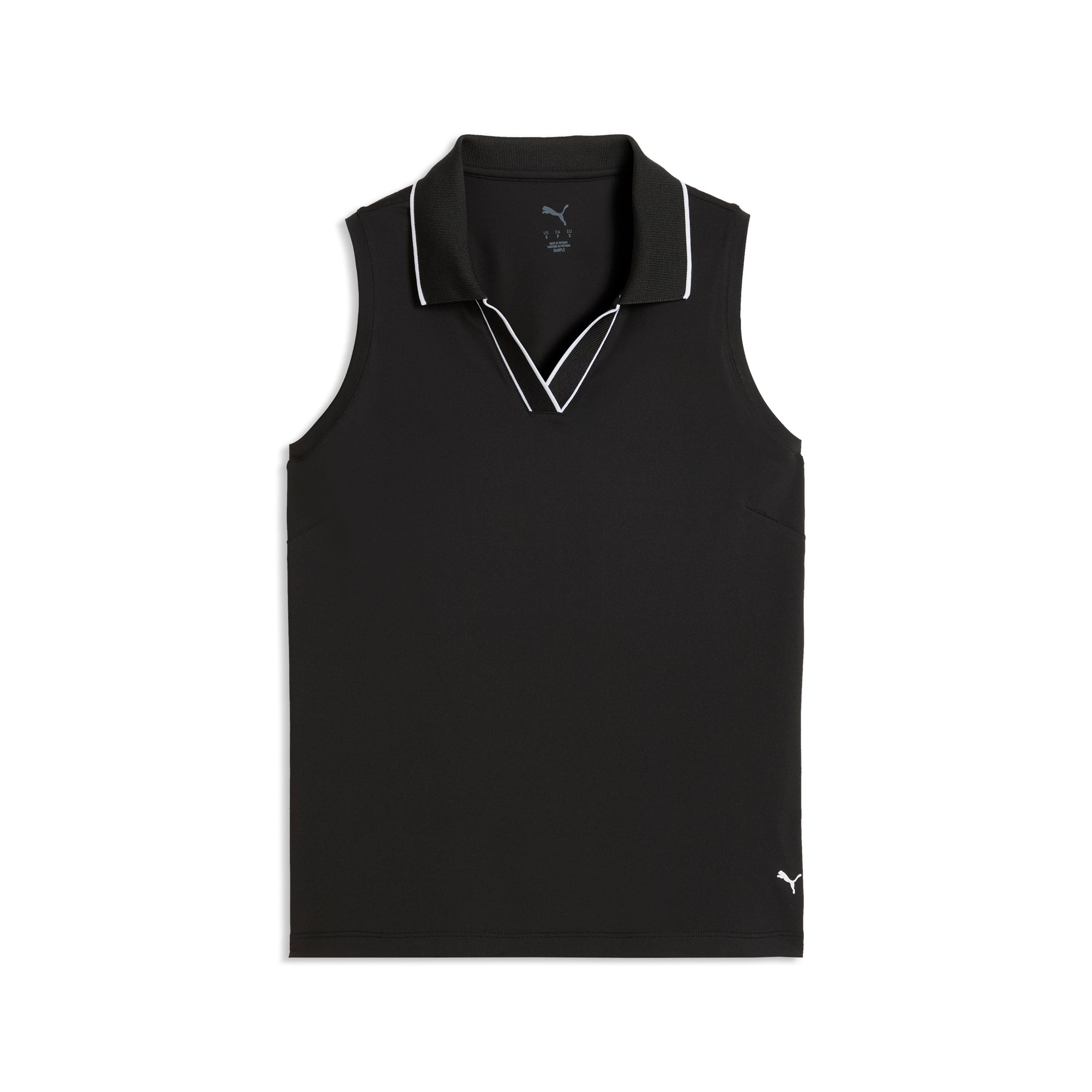 Puma Cloudspun Essential ärmlös golfpolo dam i Puma Black, framifrån