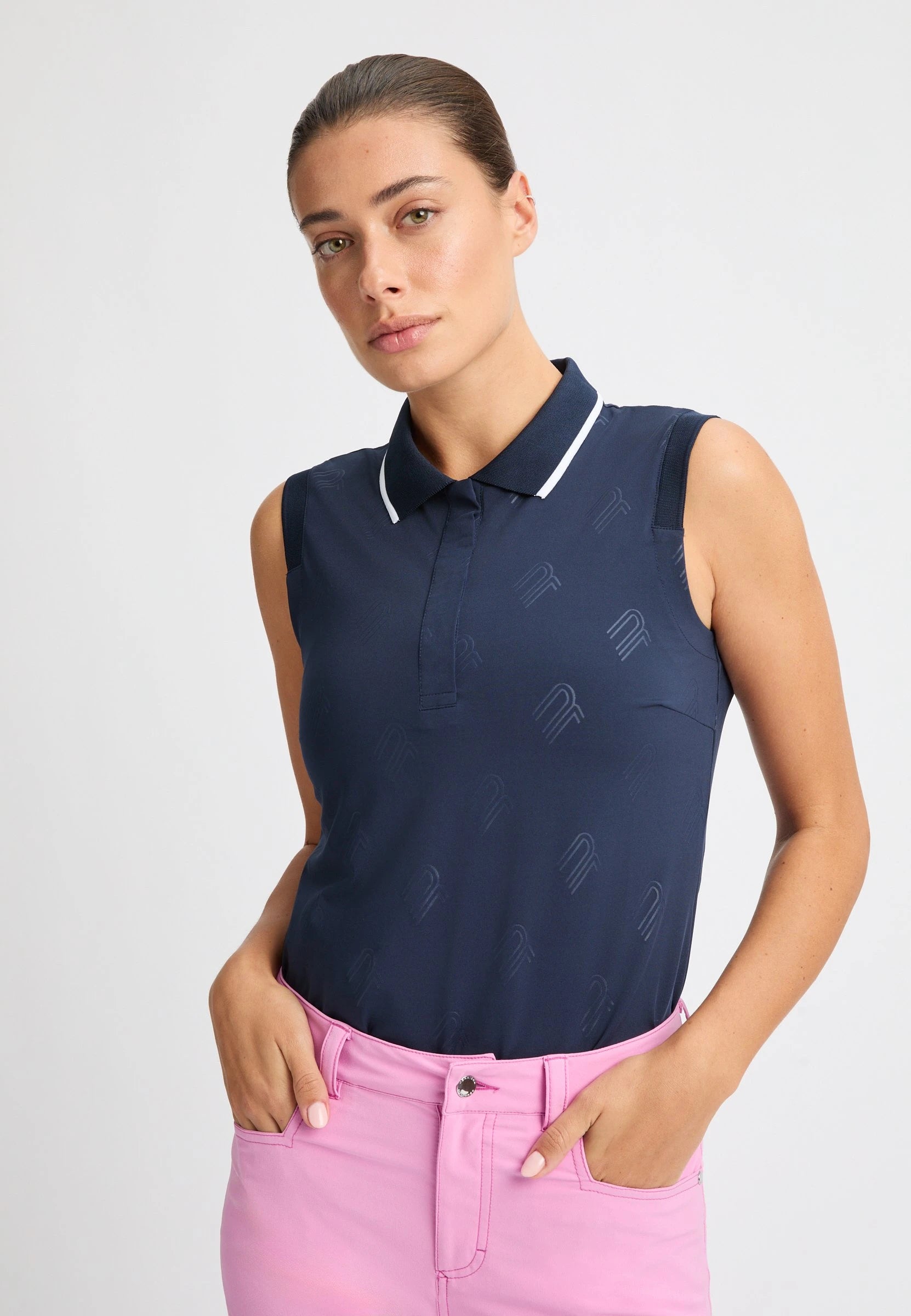 Deni Sleeveless Poloshirt Navy