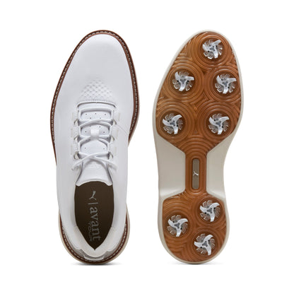 Puma Avant Tour golfsko herr White/Brown Mushroom, vy av ovandel