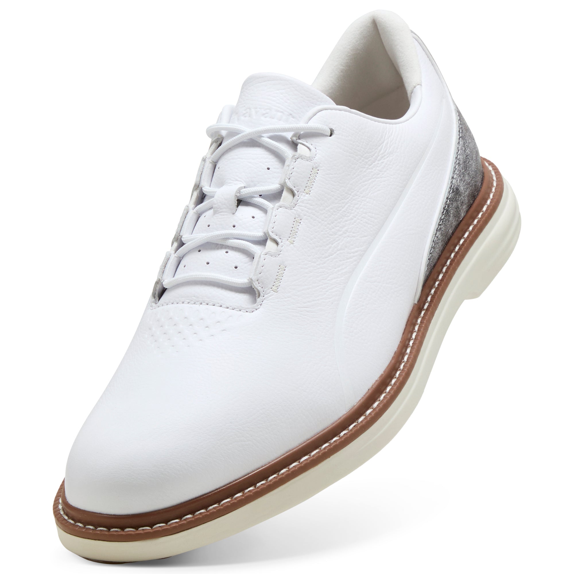 Puma Avant Tour golfsko herr White/Brown Mushroom, detaljvy