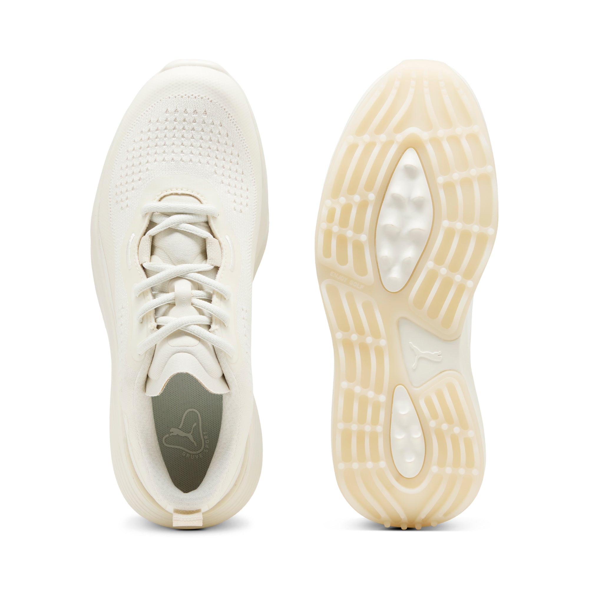 Puma Gruve Sport golfsko dam i Warm White/Alpine Snow, vy av ovandel