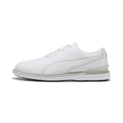 Puma Avant 2.0 golfsko herr i White/Ash Gray/Slate Sky, spikeless lädersko