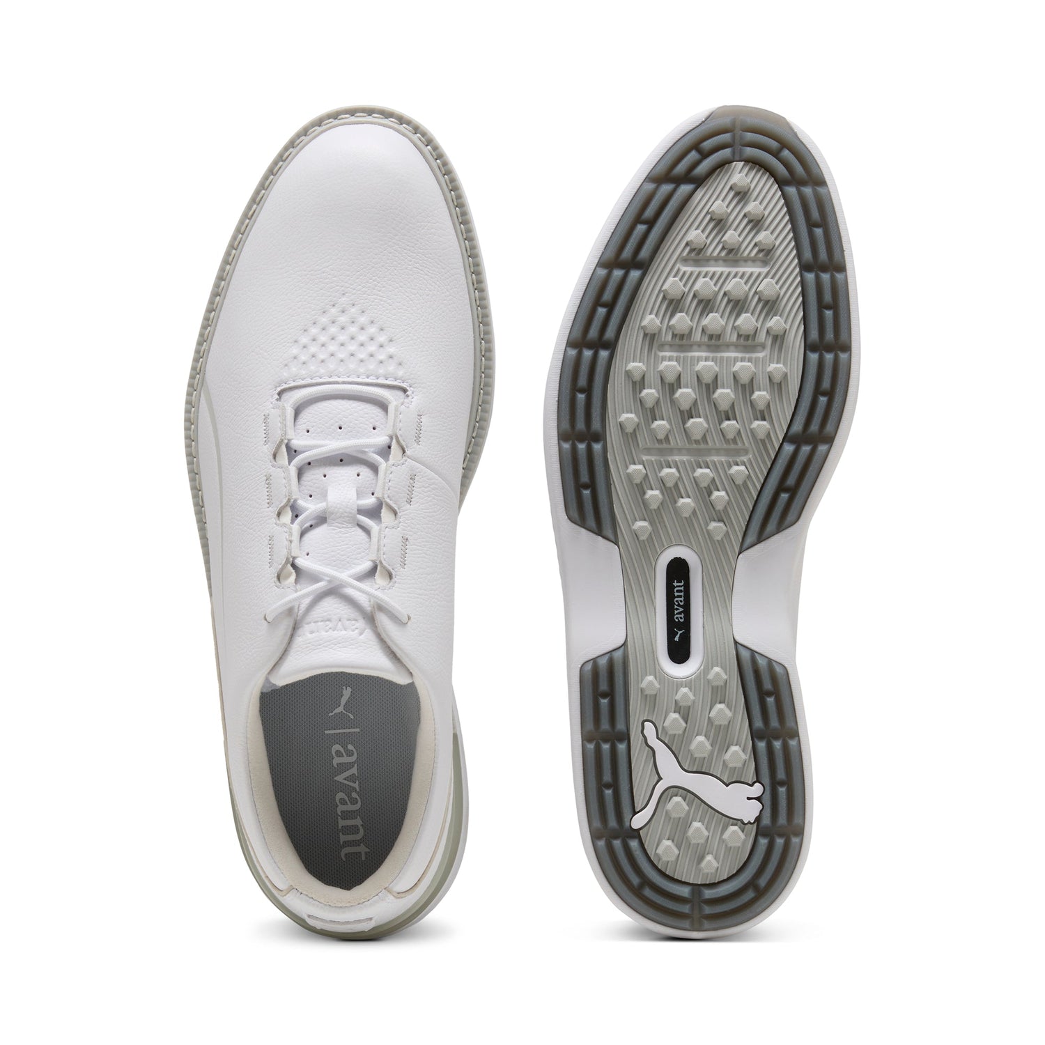 Puma Avant 2.0 golfsko herr White/Ash Gray/Slate Sky, vy av ovandel och sula