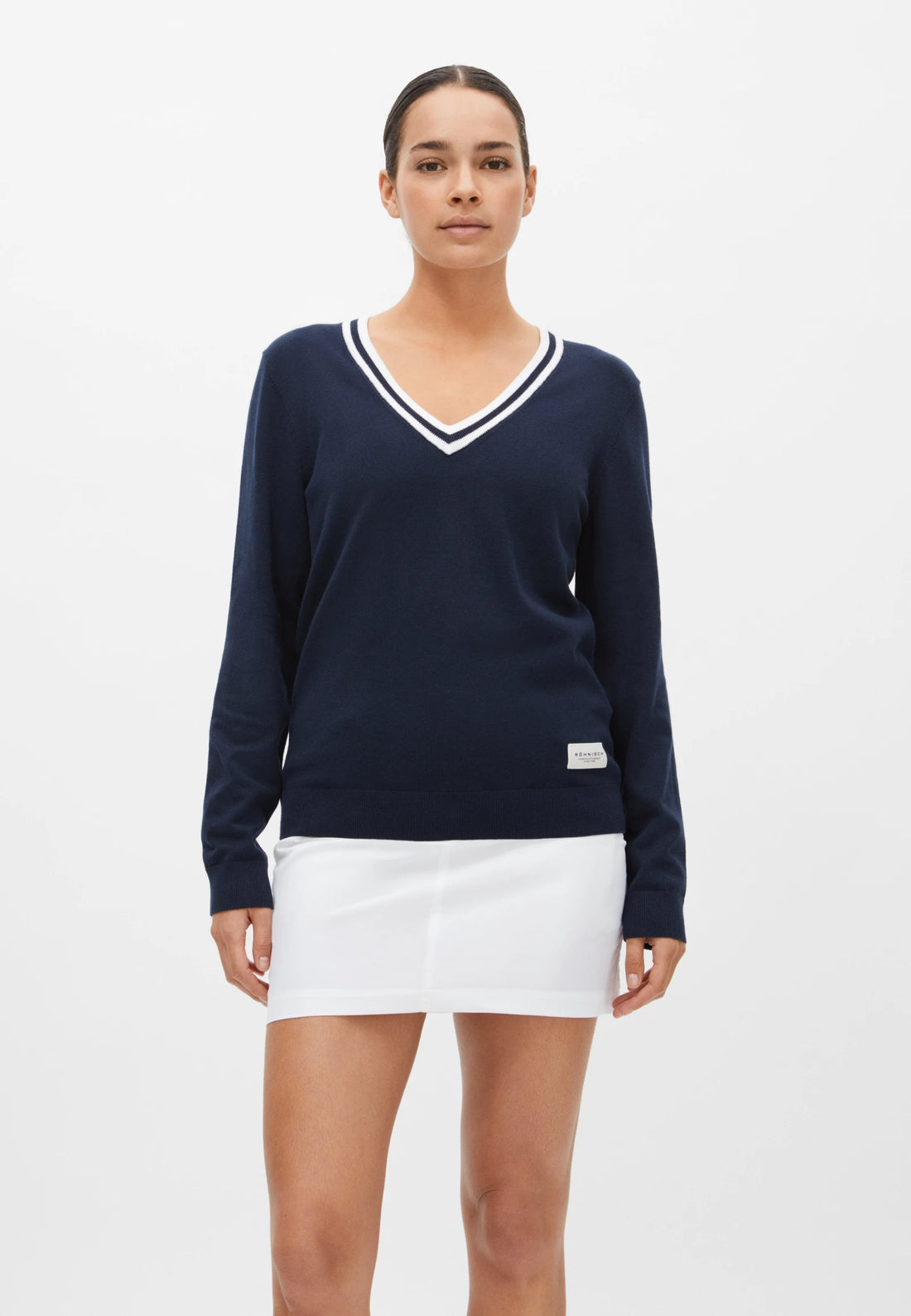 Adele Knitted Sweater Navy/White