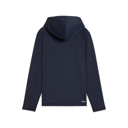 Puma You-V Hoodie junior pojke i Deep Navy, bakifrån