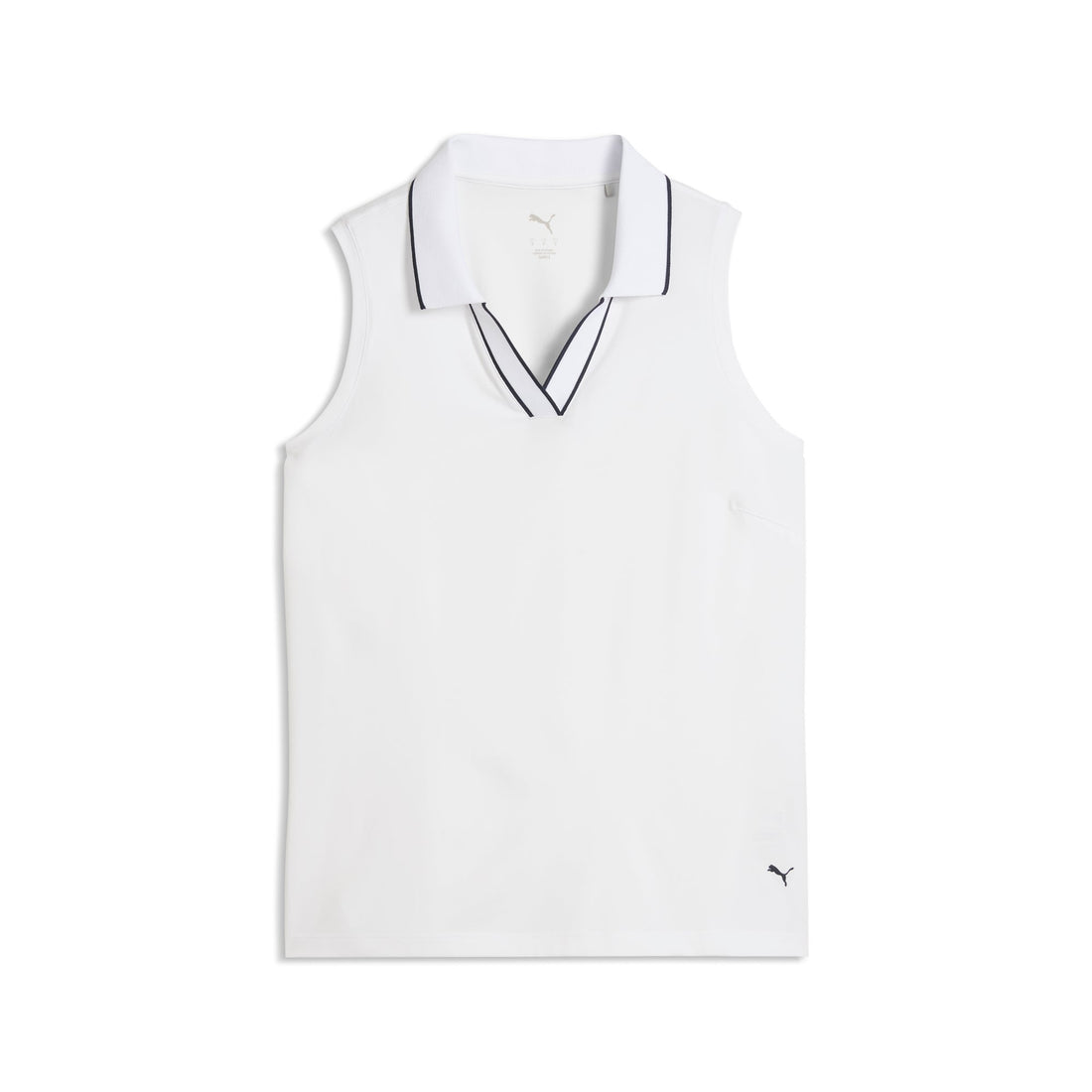 Puma Cloudspun Essential ärmlös golfpolo dam i White Glow, framifrån