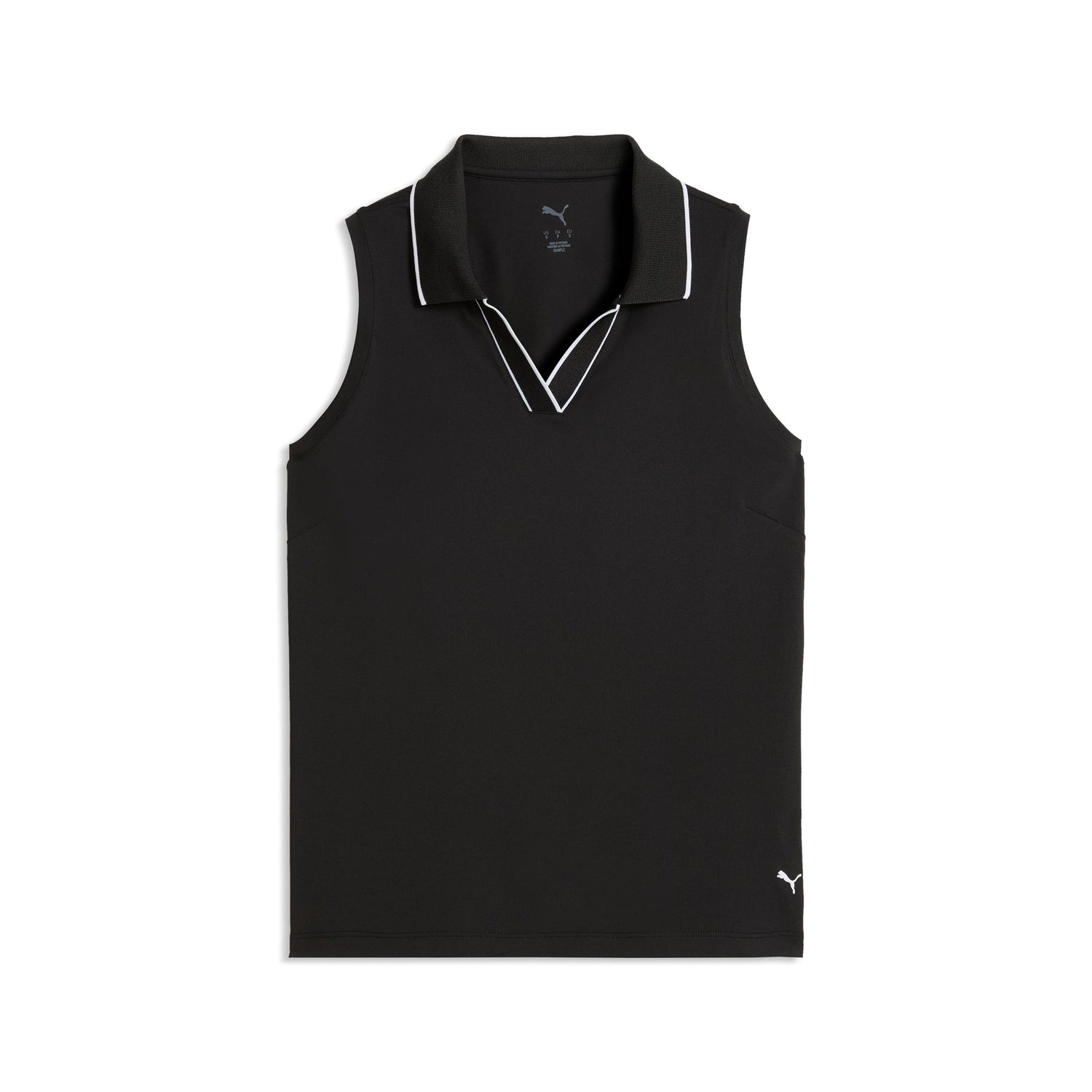 Puma Cloudspun Essential ärmlös golfpolo dam i Puma Black, framifrån