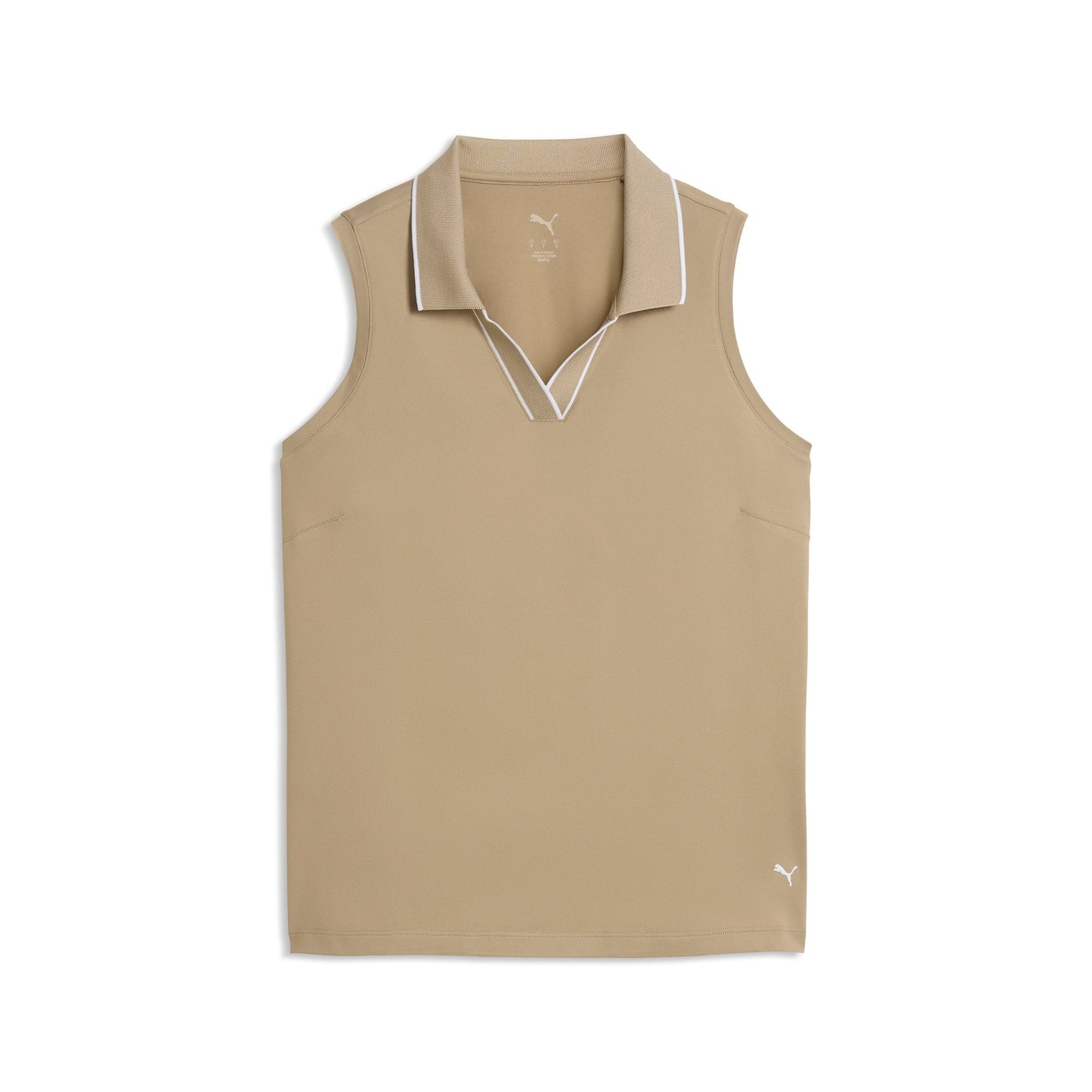 Puma Cloudspun Essential ärmlös golfpolo dam i Ice Coffee, framifrån