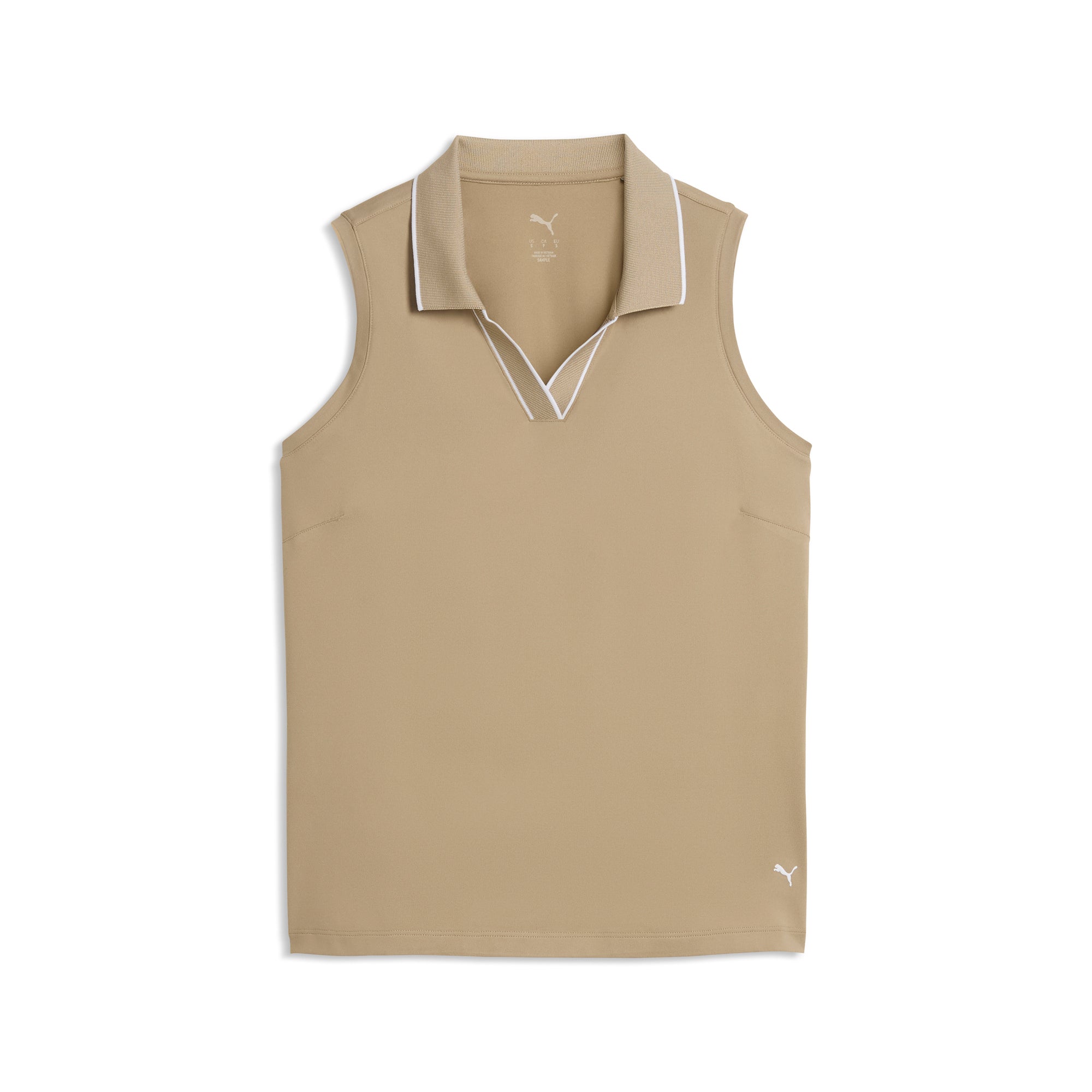 Puma Cloudspun Essential ärmlös golfpolo dam i Ice Coffee, framifrån