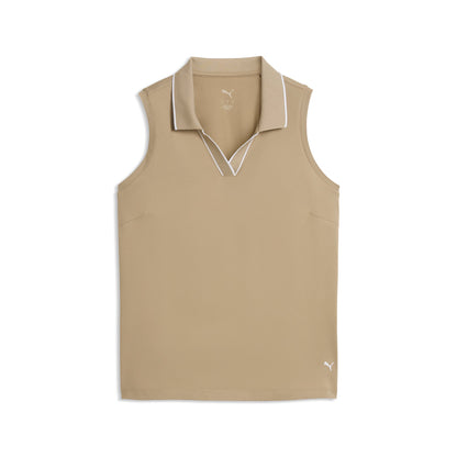 Puma Cloudspun Essential ärmlös golfpolo dam i Ice Coffee, framifrån